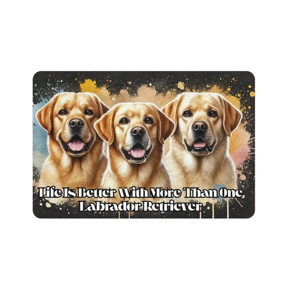 Pet Food Mat - "Life is Better With More Than One Labrador Retriever&quot